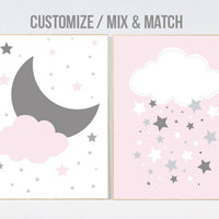 Nursery decor girl, girl nursery, Pink nursery decor, nursery wall art, cloud nursery decor, baby girl nursery decor wall art, elephant