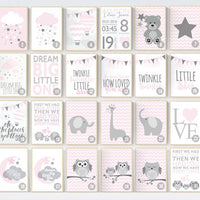 Nursery decor girl, girl nursery, Pink nursery decor, nursery wall art, cloud nursery decor, baby girl nursery decor wall art, elephant