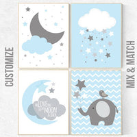 Nursery decor boy, nursery wall art boy, boys room decor, blue gray, blue grey, boy bedroom decor, boy nursery decor, baby boy nursery ideas