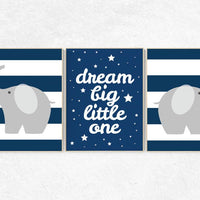 Navy nursery decor, dream big little one, navy gray, elephant nursery, kids room decor, nursery decor baby boy nursery decor, navy grey