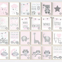 Pink Nursery Art, Nursery decor girl, baby girl room decor, Nursery Print, Baby Girl Pink Nursery Art, pink gray, girls nursery decor