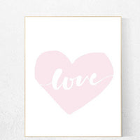 Love print, pink nursery decor, moon print, nursery wall art, new baby gift, baby room decor, baby room art, nursery decor girl, girls room