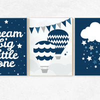 Navy gray nursery decor, dram big little one, navy nursery decor, moon nursery, elephant nursery, nursery wall art, baby room decor, navy