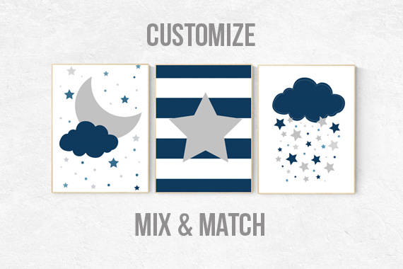 NAVY Nursery decor boy, nursery prints quotes, nursery prints boy, navy blue nursery decor, dream big, nursery decor elephant navy nursery