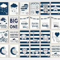 CUSTOMIZE! NAVY blue Nursery decor boy, nursery prints quotes, twinkle twinkle little star, nursery prints, navy blue wall art, navy gray