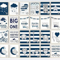 Nursery prints boy, navy blue nursery decor, dream big, nursery decor, elephant nursery, NAVY gray Nursery decor boy, nursery prints quotes