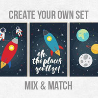 Oh the places you'll go, Space nursery decor, baby boy nursery, outer space nursery, space print, Space themed nursery, nursery prints, boy