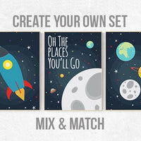 Space nursery decor, nursery decor boy, Oh the places you'll go, outer space nursery, space print, Space themed nursery, boys room decor