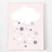 Pink nursery art, nursery wall art, pink and gray, baby girl nursery wall art, nursery decor stars, baby girl nursery decor, baby girl