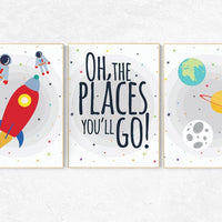 Space nursery decor, baby boy nursery oh the places you'll go, outer space nursery, space print, Space themed nursery, nursery prints, boy