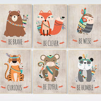 Woodland nursery, Be brave, tribal nursery decor, woodland nursery, fox bear nursery decor, set of 6 woodland nursery decor, forest animals