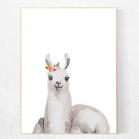 Llama print, nursery decor llama, nursery decor girl flower, animal prints, baby room, baby room decor girl, baby room wall art, nursery