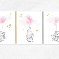Nursery decor elephant, Pink gold nursery decor, nursery decor pink and gold, animal prints, nursery decor girl elephant, elephant nursery