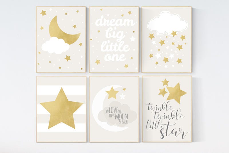 Neutral nursery decor, Gold foil nursery, gender neutral nursery decor, gold nursery decor, baby room twinkle twinkle little star, dream big