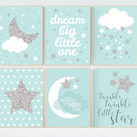 Nursery decor neutral, dream big, twinkle little star, gender neutral nursery decor, mint nursery decor, mint nursery wall art, baby room