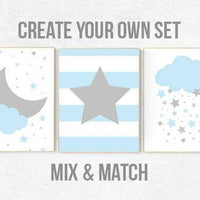 Nursery decor boy, nursery wall art boy, boys room decor, blue gray, blue grey, boy bedroom decor, boy nursery decor, baby boy nursery gift