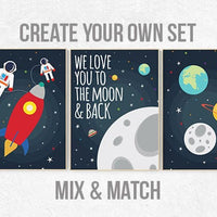 Space nursery decor, we love you to the moon and back, nursery decor boy, outer space nursery, space print, Space themed nursery, boys room