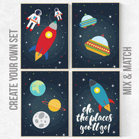Nursery decor boy, Space nursery decor, Oh the places you'll go, outer space nursery, space print, Space themed nursery, boys room decor