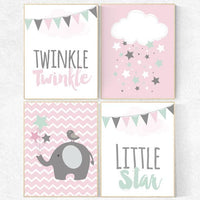 Twinkle Twinkle Little Star, pink mint nursery, Baby girl nursery decor, cloud nursery, nursery decor girl, nursery decor girl stars