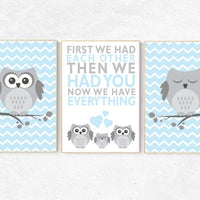 Owl nursery art, Blue gray nursery, nursery decor boys, first we had each other, owl nursery, baby blue nursery, nursery decor owl, grey
