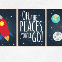 Nursery decor boy space, navy nursery, space themed nursery, Space nursery wall art, boys nursery ideas, planets, rocket, moon, astronauts