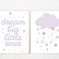Nursery decor girl purple, Lilac nursery decor, lavender gray, baby girl nursery, lilac gray nursery, cloud nursery, Purple Grey Nursery