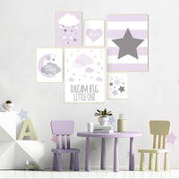 Nursery decor girl purple, purple nursery decor, lavender nursery decor, lilac nursery decor, dream big little one, purple nursery print