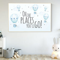 Nursery decor boy hot air balloon, nursery decor boy adventure, Dream Big, blue nursery, boys room wall art adventure, nursery prints boy