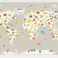 Nursery world map, Animal world map, animal map nursery, Animals map, animal map of the world, gender neutral nursery, animals of the world