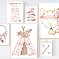 Nursery decor girl boho, Nursery decor girl fox, peach nursery, adventure nursery, fox nursery decor, nursery decor boho, blush pink nursery