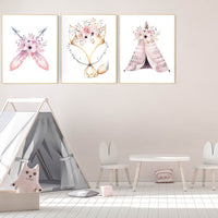 Nursery decor girl boho, nursery decor girl woodland, nursery wall art, nursery wall decor girl, fox print, nursery prints girl adventure