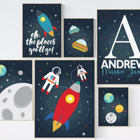 Space nursery print, nursery decor space, Space nursery, nursery decor boy, oh the places you'll go, outer space nursery, playroom decor