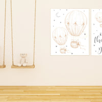 Nursery decor neutral, gender neutral nursery, nursery decor hot air balloons, hot air balloon nursery wall art, twin nursery decor, beige