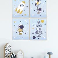 Space nursery decor, We love you to the moon and back, Outer space nursery wall art, Playroom decor, nursery decor space, space themed