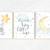 Nursery decor neutral, dream big little one, cloud nursery decor, star and moon nursery decor, moon and stars nursery gender neutral nursery