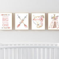 Nursery decor girl woodland, nursery decor woodland, nursery prints girl, girls room decor flowers, dream big little one, tribal nursery