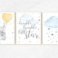 Baby Room Wall Art, neutral nursery, Gender neutral nursery, Twinkle twinkle little star, Baby wall decor, baby room decor, blue yellow