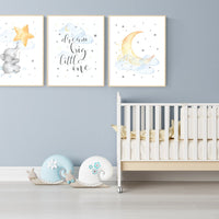 Nursery decor neutral, dream big little one, cloud nursery decor, star and moon nursery decor, moon and stars nursery gender neutral nursery