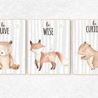 Woodland Nursery Wall Art, Woodland nursery art, nursery decor neutral, gender neutral, Woodland Print Set, Woodland Animal Prints