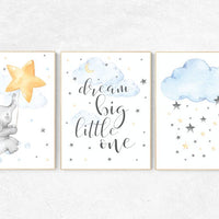 Nursery decor neutral, dream big little one, cloud nursery decor, star and moon nursery decor, moon and stars nursery gender neutral nursery