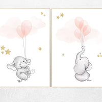 Blush pink nursery decor, blush gold nursery, nursery decor elephant, nursery decor girl coral, peach nursery, blush nursery, animal balloon