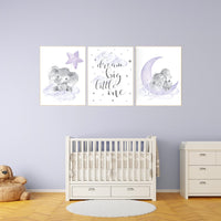 Nursery decor girl purple, nursery decor girl elephant, Girls room decor purple, moon and stars, lavender, star nursery, lilac nursery decor