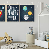 Space nursery decor, Oh the places you'll go, nursery decor boy, outer space nursery, space print, Space themed nursery, boys room decor