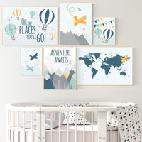 Adventure nursery decor, Nursery decor boy mountains adventure, nursery decor boy airplane, world map nursery, adventure awaits, mountain