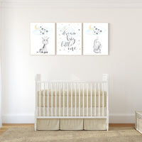 Nursery wall art elephant, nursery decor neutral, dream big little one, cloud and stars, giraffe nursery, moon and stars, gender neutral