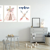 Nursery decor girl boho, nursery decor girl flower, Nursery decor flower, nursery decor girl purple, boho nursery print, rustic, blush navy