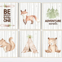 Woodland animals Nursery decor, nursery wall art woodland, nursery decor neutral, gender neutral, animal nursery, be brave little one