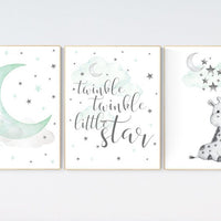 Giraffe nursery decor, Nursery decor girl giraffe, mint nursery decor, gender neutral, nursery wall art quotes, neutral nursery prints