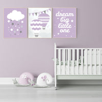 Nursery decor girl purple, Purple Grey Nursery, baby girl nursery, purple gray, cloud, girls room decor, moon and stars, lilac, lavender