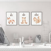 Woodland Nursery Wall Art, Woodland nursery art, nursery decor neutral, gender neutral, Woodland Print Set, Woodland Animal Prints